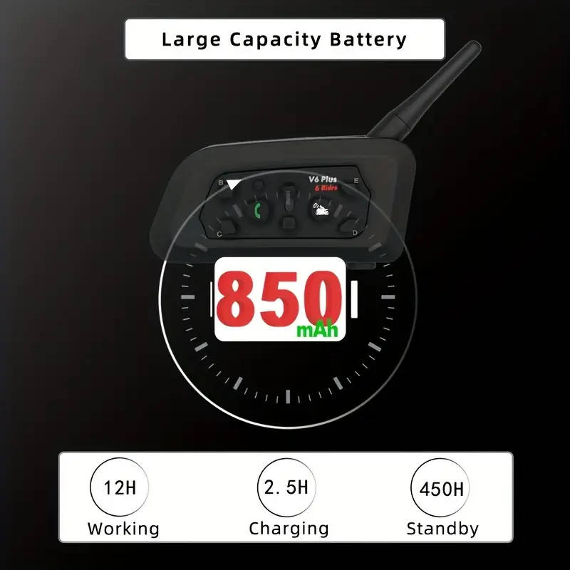 V6 Plus Motorcycle Helmet Bluetooth Headset Helmet Intercom System