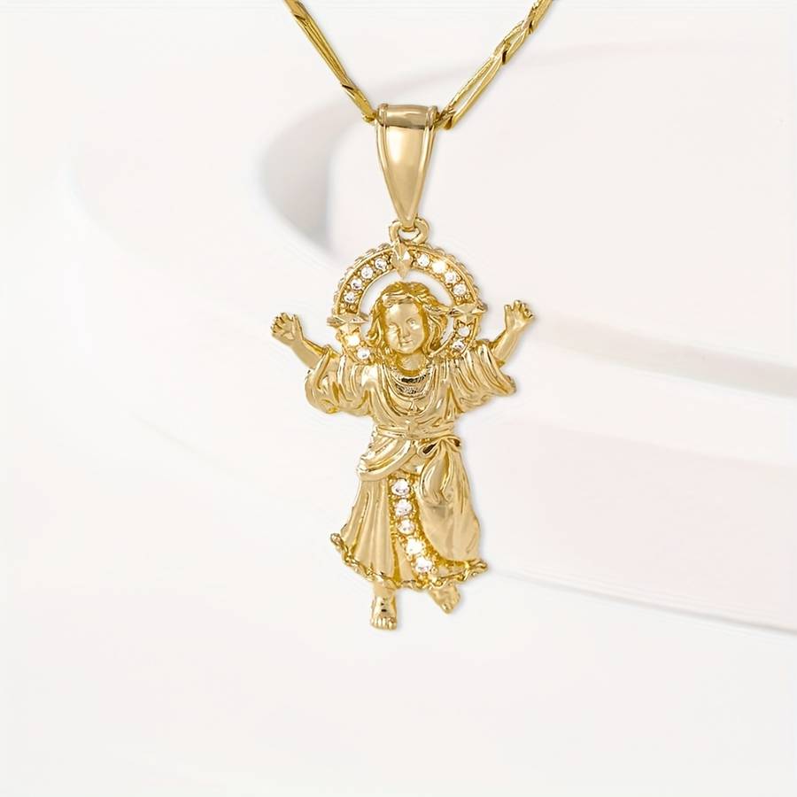 1 Piece Golden Yellow 01 Jesus Theme Pendant