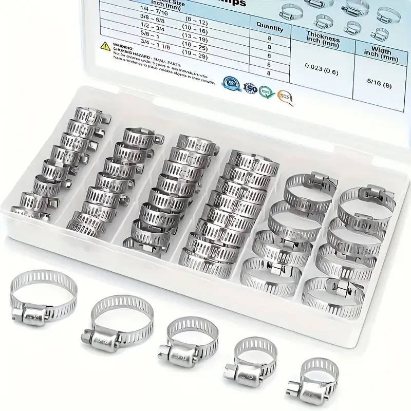 20pcs Premium Stainless Steel Hose Clamp Set  Adjustable Worm Gear for Pipes Intercoolers