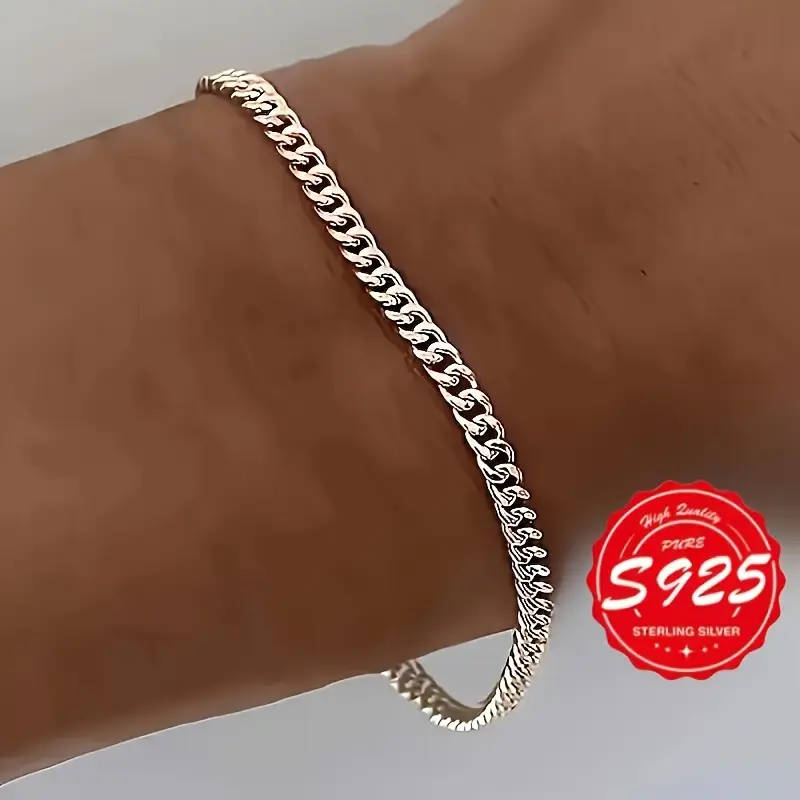 5 Piece Set 925 Sterling Silver Chain Bracelets