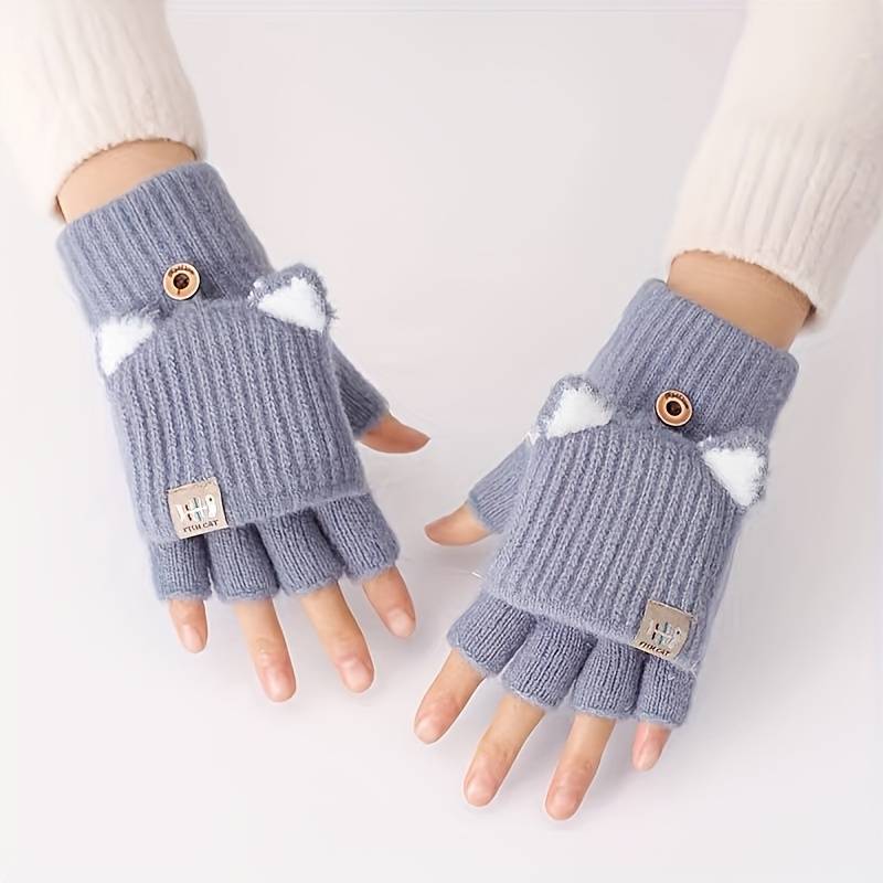1 Pair Pink One Size Warm Gloves