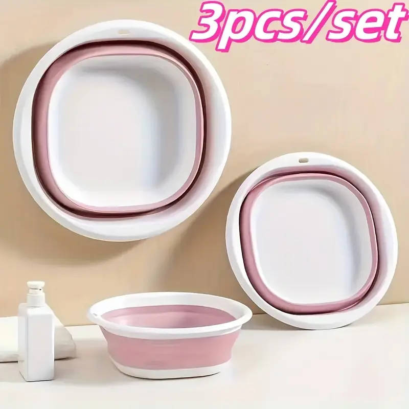 3pcs Foldable Multi-Functional Basin Space-Saving Versatile for Face Washing Vegetable Rinsing Under
