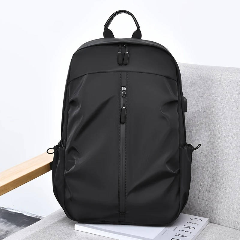 1pc Men'S Large Capacity Laptop Backpack Black Nylon with Multiple Compartments Pockets Ideal