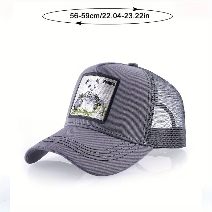 Unisex Adjustable Baseball Cap with Panda Bamboo Embroidery Breathable Mesh Back Olive G