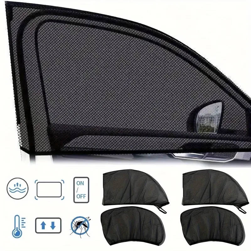 4pcs Polyester Car Sunshade Screen UV Protection Anti-Mosquito Insulation Reflective Awnings