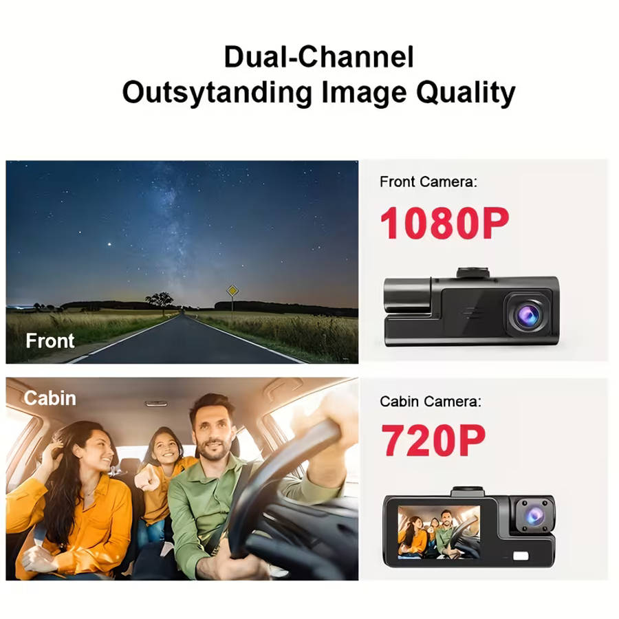 Car Dash Cam Is Equipped With Dual 1080P lenses
