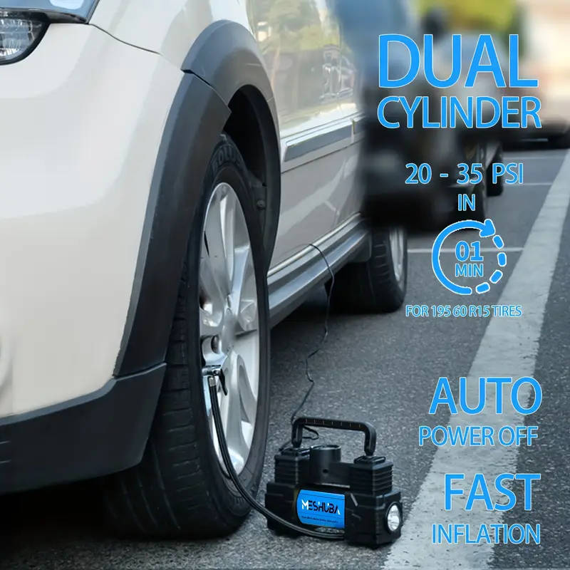 1pc 12V Portable Tire Inflator 150PSI Air Compressor with Digital Pressure Gauge Magnetic Material C