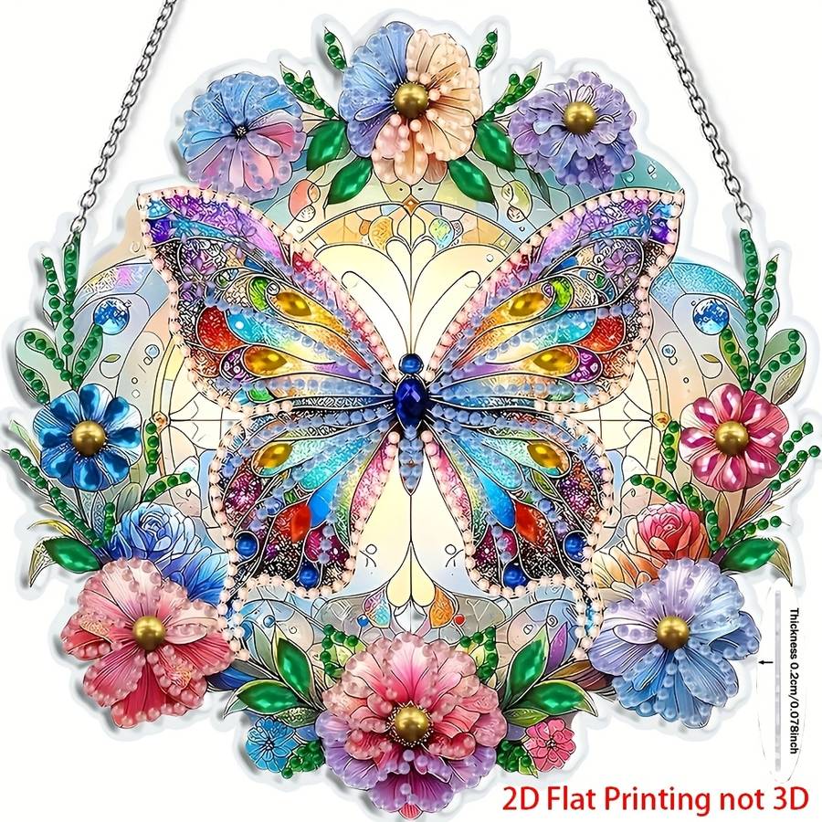 1pc 2D Flat  Printing Acrylic Flat NOT 3D Butterfly Art Hanging Decor Door Hanging Decor Window H
