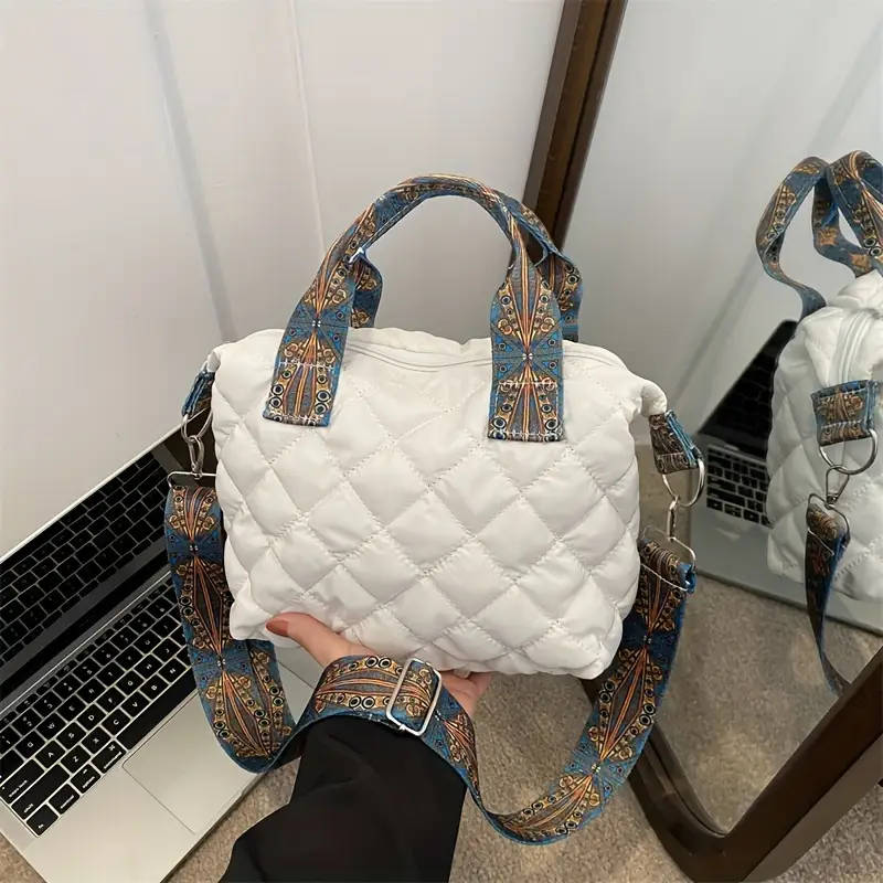 1pc Stylish Quilted Nylon Crossbody And Shoulder Bag for Girls Durable Casual