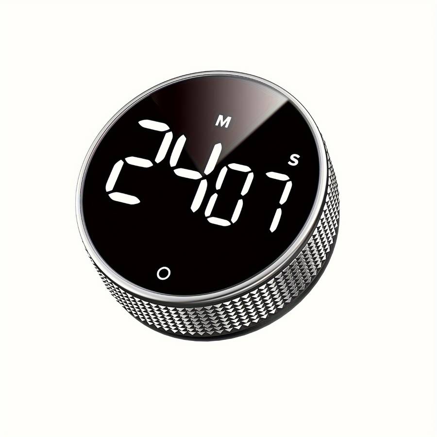 1pc Trendy Round Kitchen Timer Spinning Time Organizer for Cooking Featuring LED Light Funct