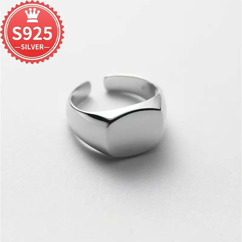 925 Sterling Silver Plated Hypoallergenic Square Oval Ring with Gift Box Packaging