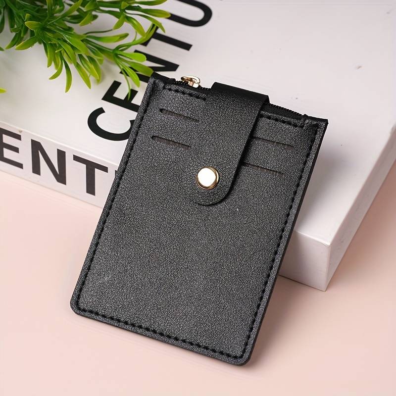 1pc Solid Trendy Card Holder Buckle Vertical Design For Traveling Shopping