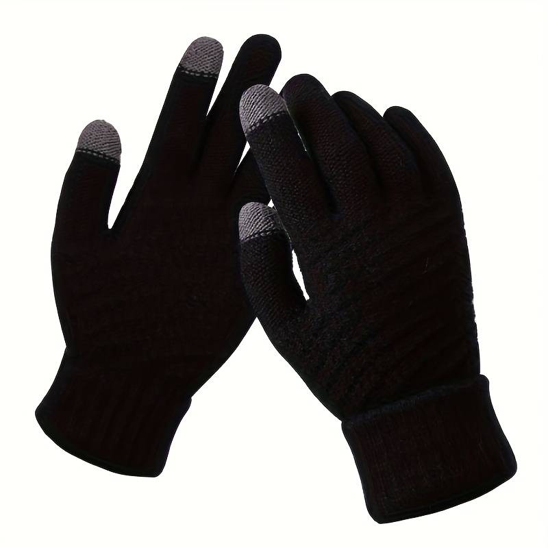 1 Pair Black Winter Warm Knitted Gloves Warm Gloves