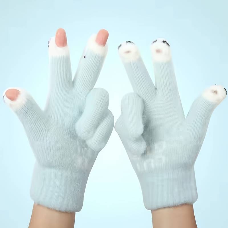 1 Pair Pink Warm Gloves
