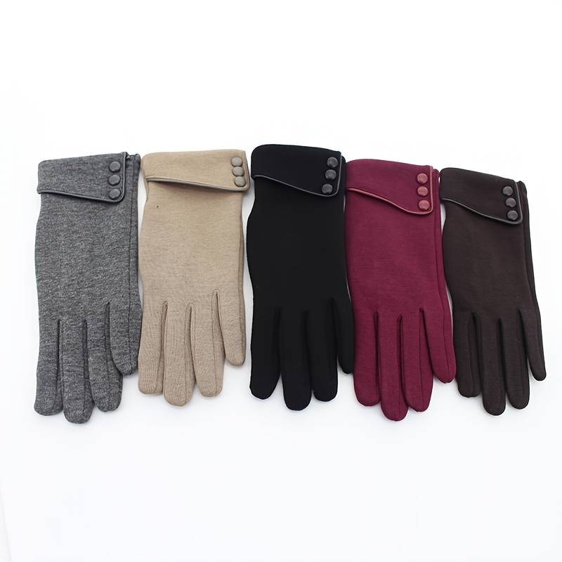 1 Pair Khaki Warm Gloves
