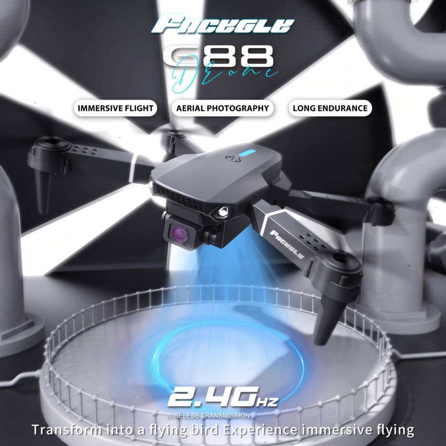 1pc E88 Dual Camera Drone with Optical Flow Foldable Remote Control Quadcopter for Beginners 5-Minut