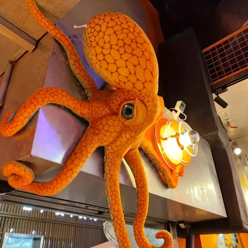 Bright Orange And Blue Octopus Plush Toy