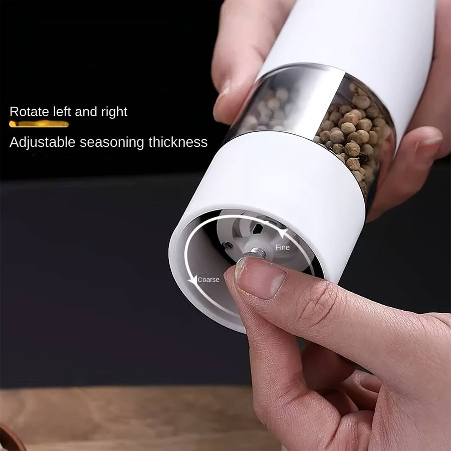1pc Electric Pepper Grinder Adjustable Coarse to Fine Spice Mill One-Hand Operation Battery