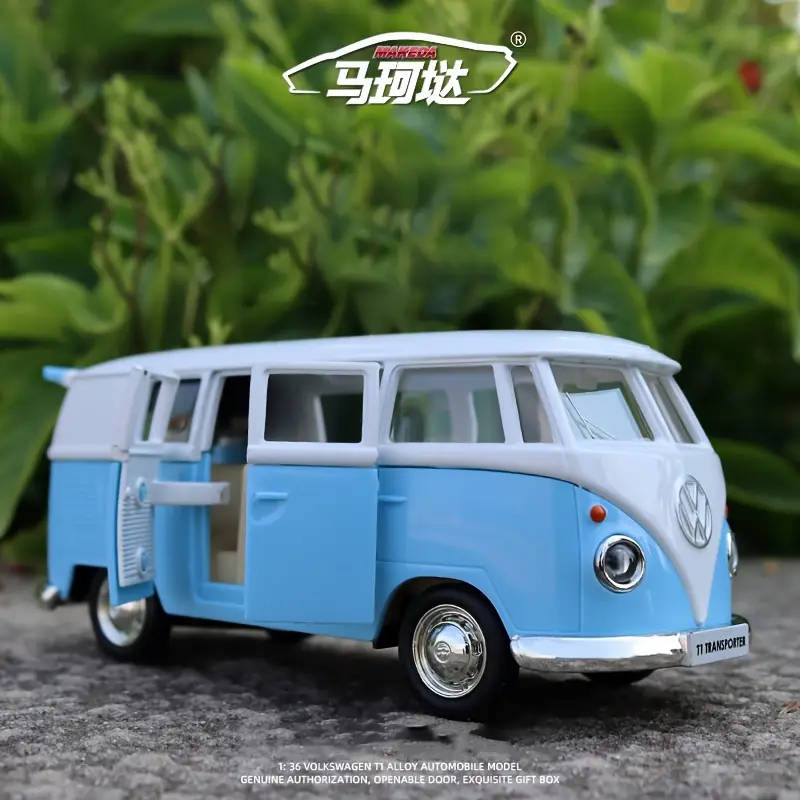 MAKEDA 1:36 Scale Alloy for VOLKSWAGEN T1 Bus Toy - Pull-Back Action, Opening Doors, COLOR: BLUE