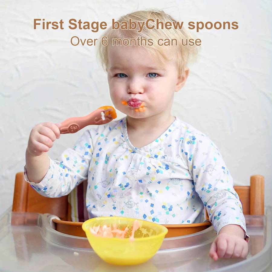 4pcs Baby Silicone Chewing Spoon Set Food Grade Silicone Spoon And Fork Set Silicone Spoon S