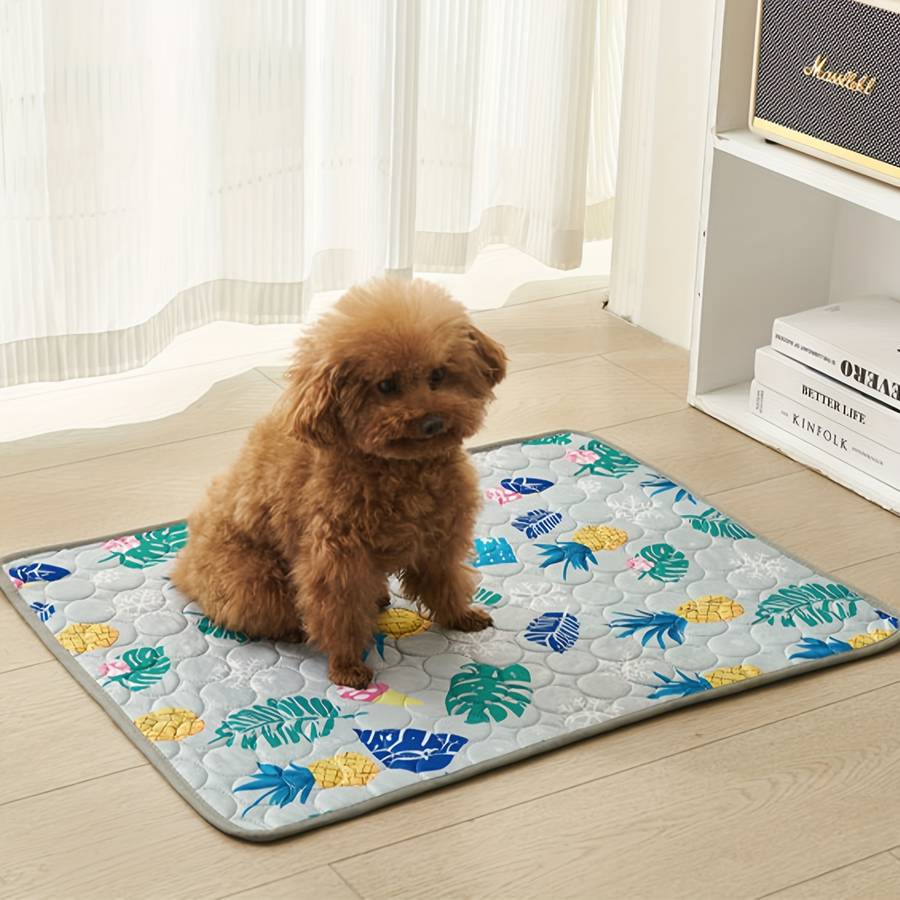 1piece Blue Snowflake Dog Paw Print Cooling Pad