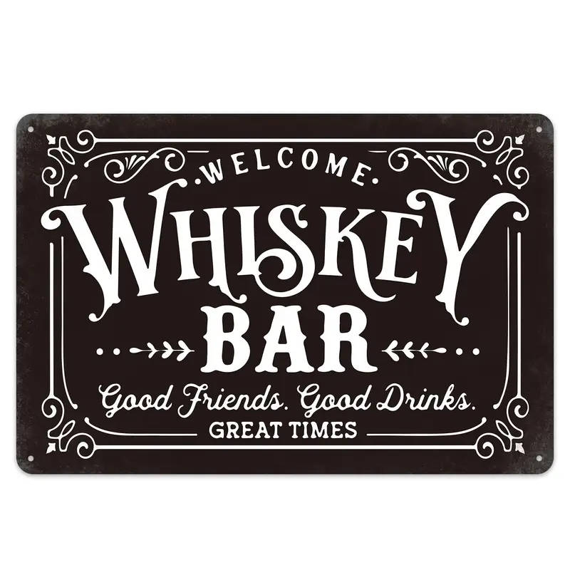Whiskey Bar Vintage Metal Sign Waterproof and Weather Resistant Dad's Bar Wall Decor for Home Garden