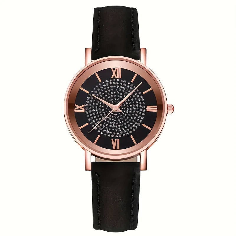 1pc Stylish And Versatile Casual Women'S Faux Leather Watch with a Starry Design Perfect for Elegant