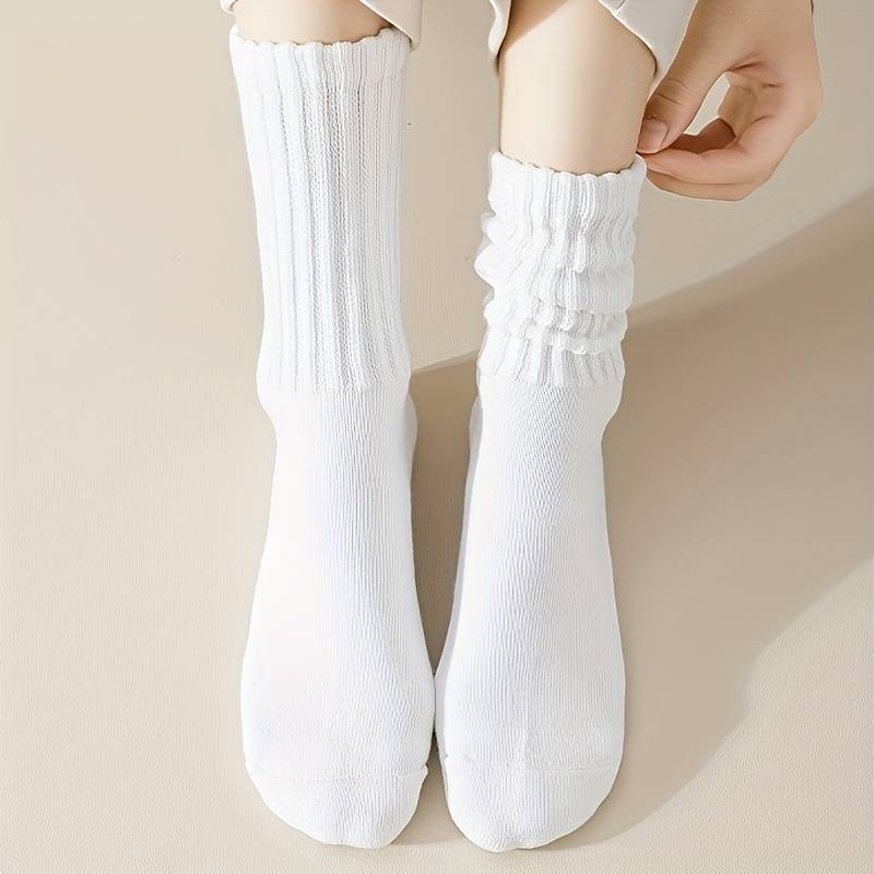 1 Pair Random Color Solid Color One Size High Elastic Socks