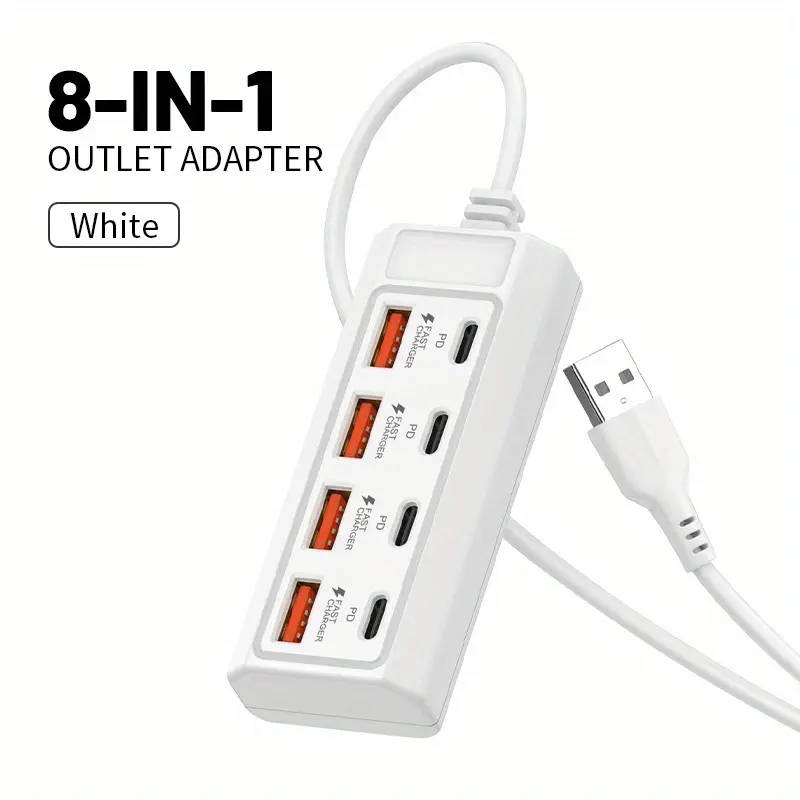 8-Port Usb To 4 Usb + 4 Type-C 25W Hub