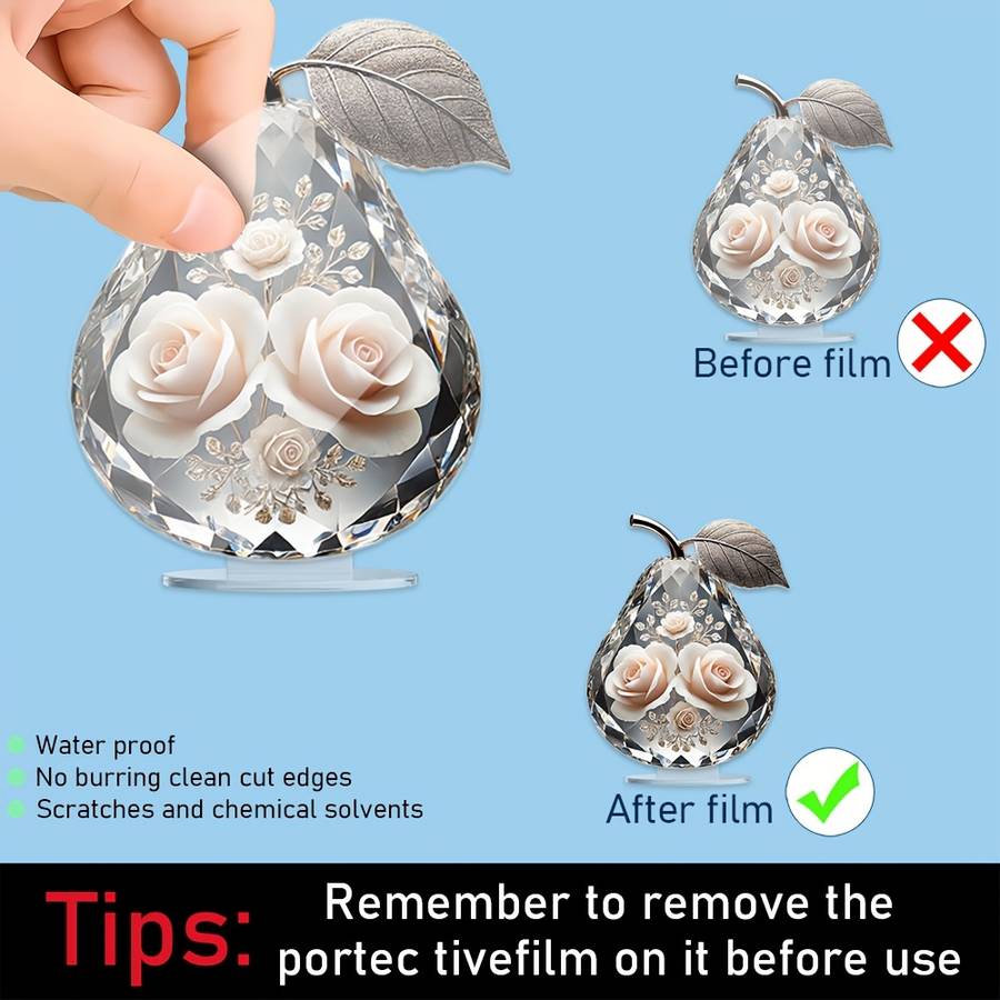 1pc 2D Flat   color high-definition printing  of artistic decorative acrylic pear-shaped