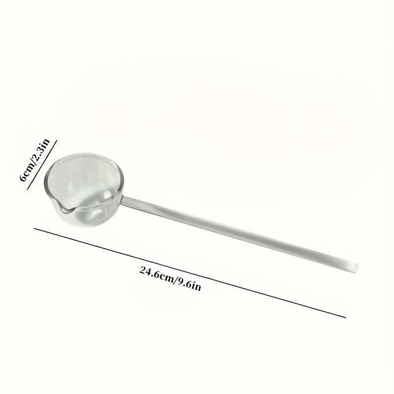 1pc Colorful Transparent Long Handle Glass Spoon High Borosilicate Heat Resistant Dessert Spoon