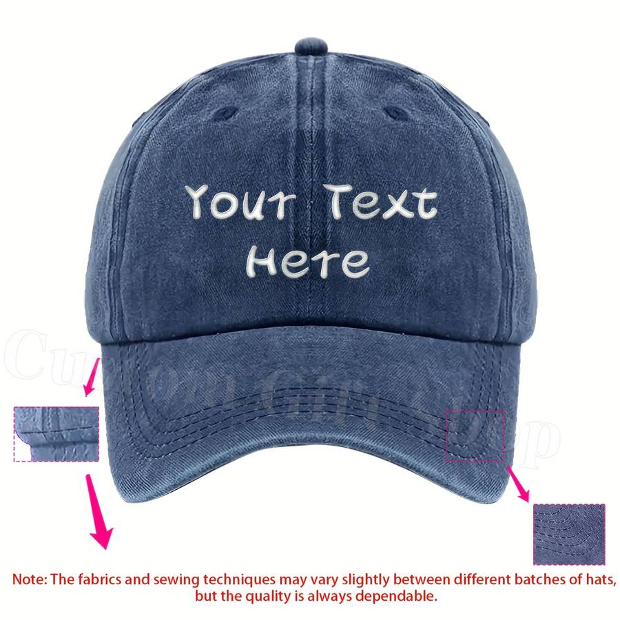 1pc A Washable Fabric Baseball Cap with a Chalk-Style Font That Allows for Custom Text Suitable fo