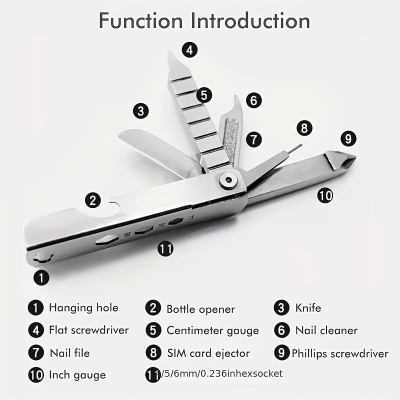 1pc 11-in-1 Multifunctional Portable Folding Tool Stainless Steel Pocket Tool with S