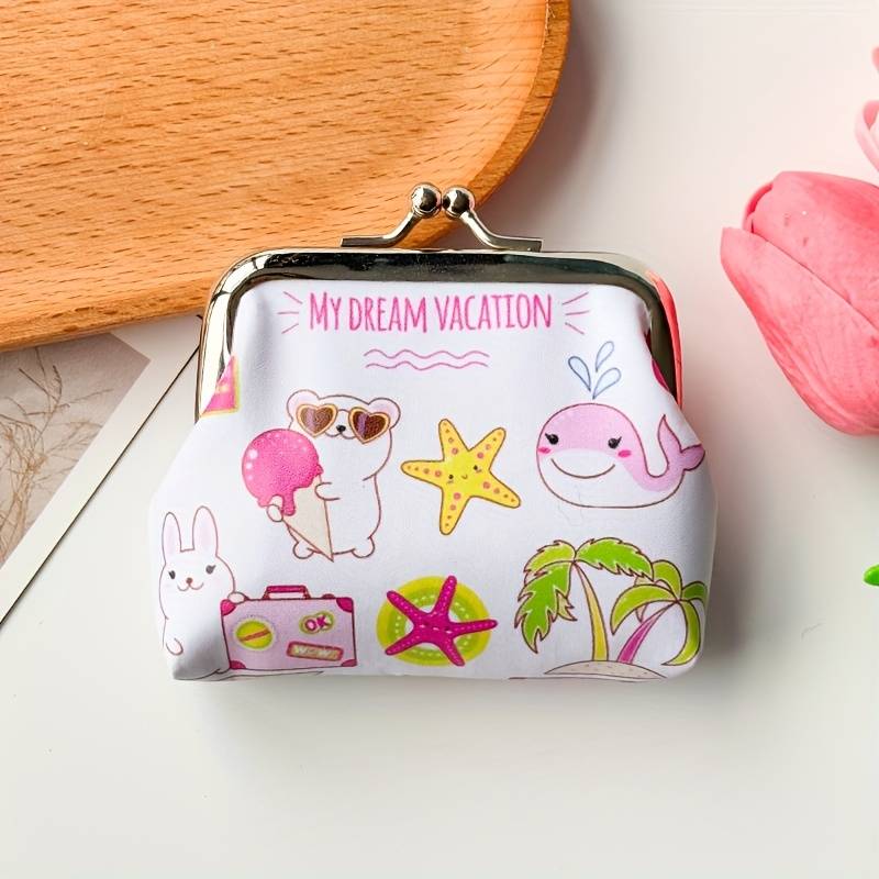 1pc Cute Cartoon Coin Purse Wallet Stylish Mini Storage Pouch for Lipstick Keys Cards Coins