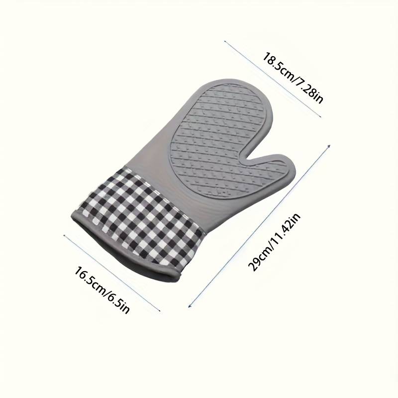 2pcs Non-Slip Silicone Kitchen Mitts Hand Wash Only Outdoor Cooking Safety Gear Check Pattern