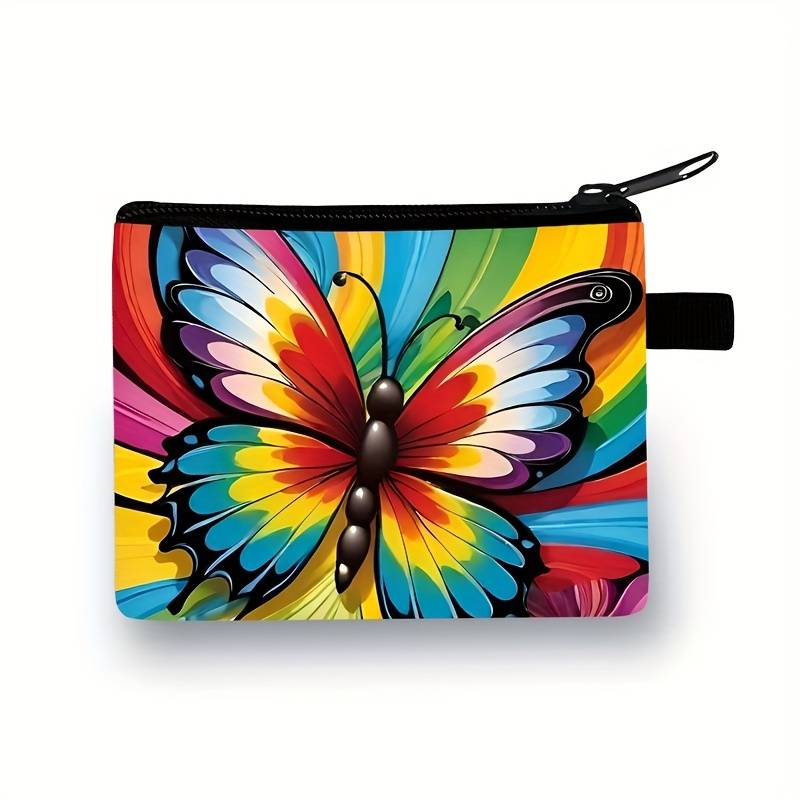 1pc Butterfly Print Polyester Coin Purse Casual Style Women's Wallet with Key Card Slot