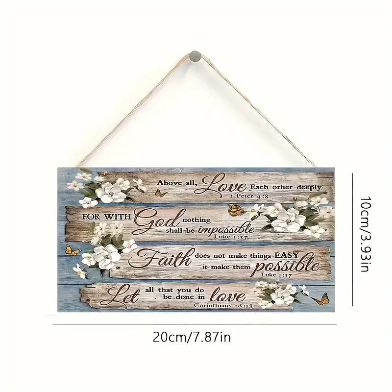 1pc Inspirational Scripture Verses with Floral Wood Wall Art Ideal for Home, Living Room Bedroom Dec