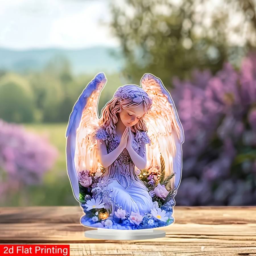 1pc 2D Flat    Print Bohemian Style 20.07x14.99 cm Acrylic Desktop Decoration with Base Mu
