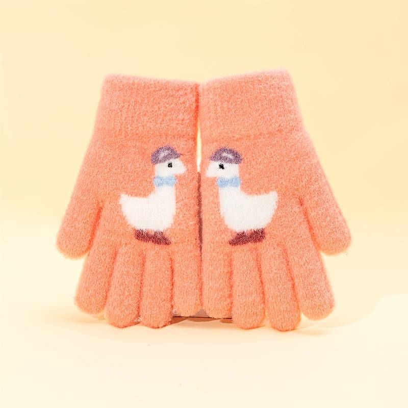 1 Pair Purple 6 To 12 Years Old Warm Gloves