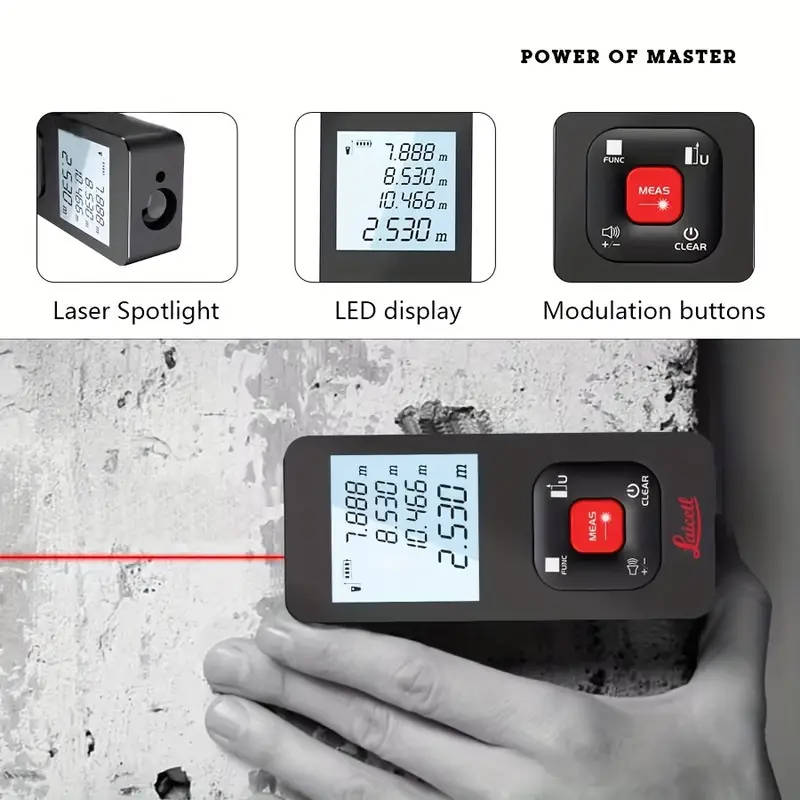 1pc Compact Laser Distance Meter USB Rechargeable High-Precision Measuring Tool with LCD Display Por