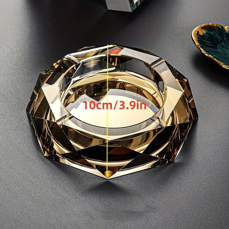 1pc Glass Ashtray Clear Crystal Glass Ashtray For Indoor And Outdoor Creative Large Octagonal Bla