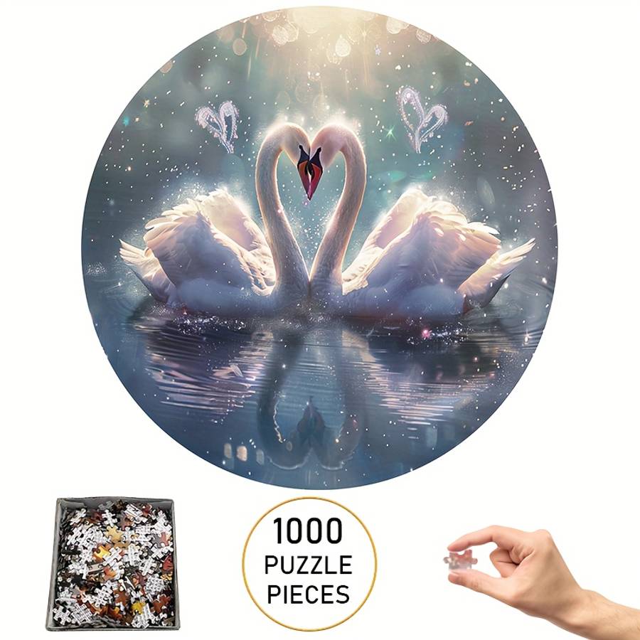 1000pcs Romantic Swans Puzzle 66.04x66.04cm White Card Multicolor Stress-Relievi