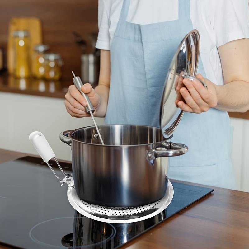 1pc Durable Stainless Steel Pot Holder Stand Double-Layer Thermal Conductive Kitchen Storage