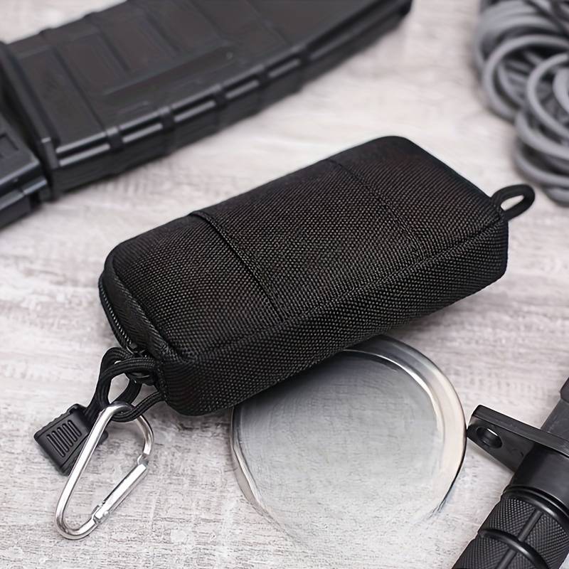1pc Sporty Oxford Mini Waist Pouch with Clear Window Multi-Functional Coin Purse Card Holder 1 P