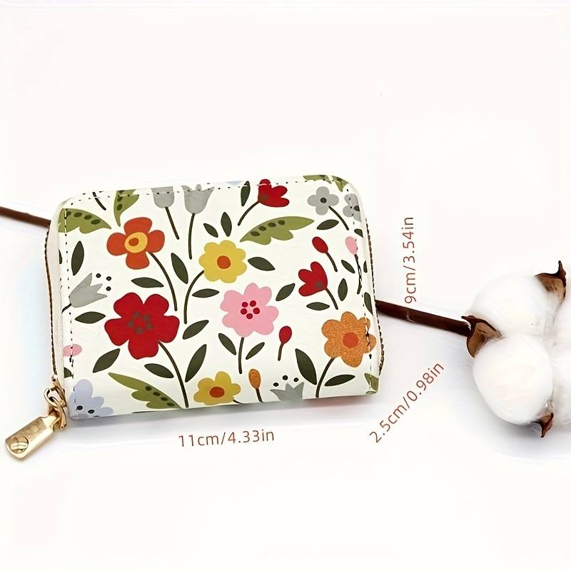 1pc 2025 New Flower Pattern Women's Multi-Slot Small Wallet Anti-Theft Scanning Bank Card Bag Lig