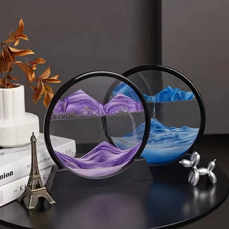 1pc 5D Glass Decoration Relief Sand Timer No Electricity Required Creative Art Gift For Home Office