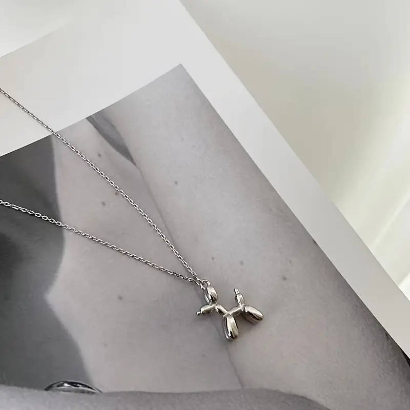 Genuine Stainless Steel Necklace with Balloon Dog Pendant