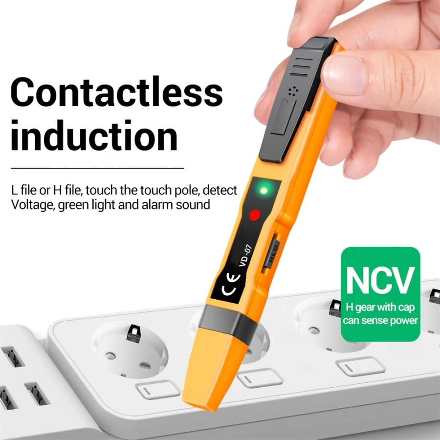 1pc Compact Non-Contact Voltage Detector Pen AC DC Induction Tester with LCD Display Sound Light