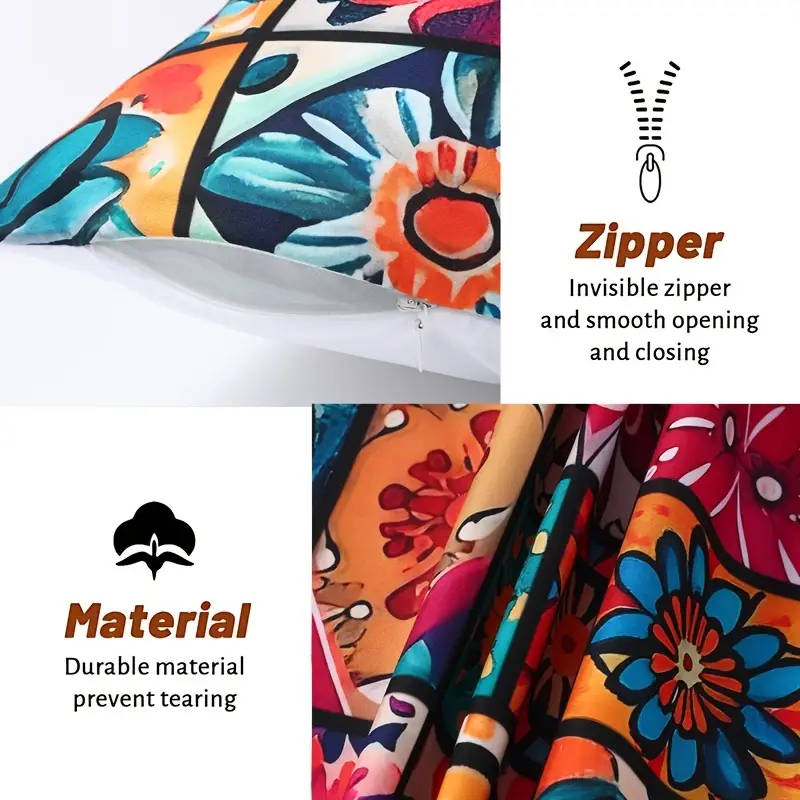 4 Piece Bohemian Peach Light Beige Pillow Covers 45.72 x 45.72 cm