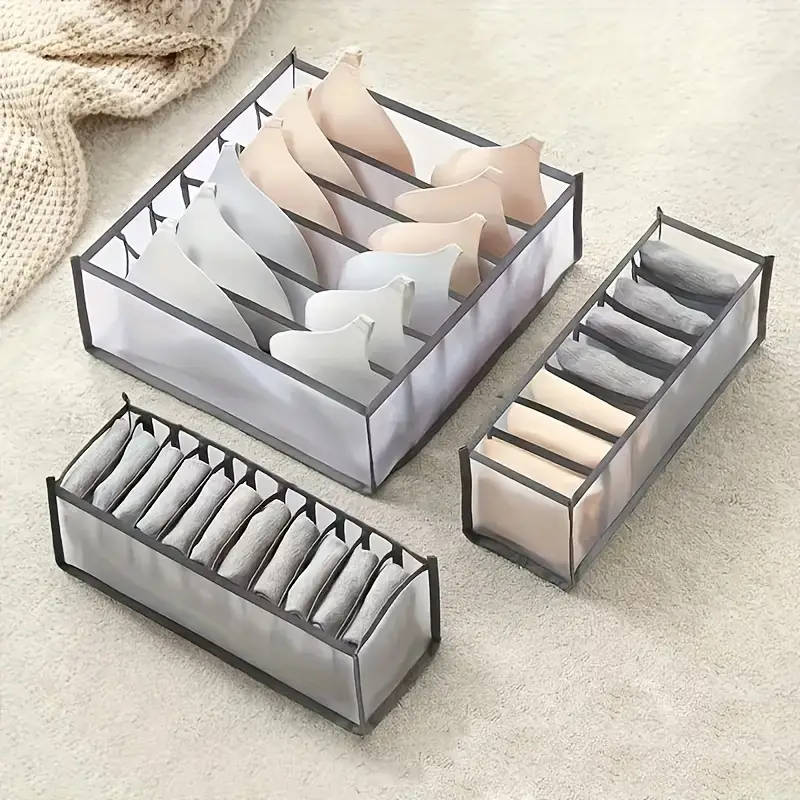 Set of Three Non-Woven Fabric Storage Boxes